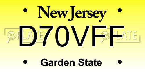 D70VFF New Jersey License Plate