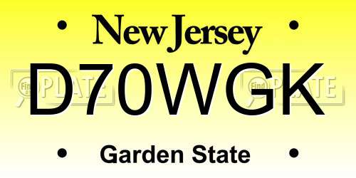 D70WGK New Jersey License Plate