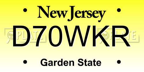 D70WKR New Jersey License Plate
