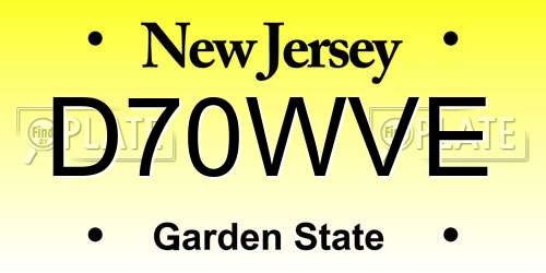 D70WVE New Jersey License Plate