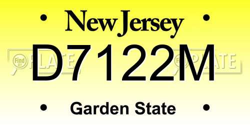 D7122M New Jersey License Plate