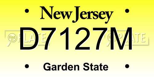 D7127M New Jersey License Plate