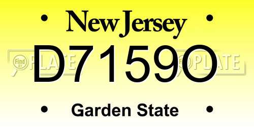 D7159O New Jersey License Plate