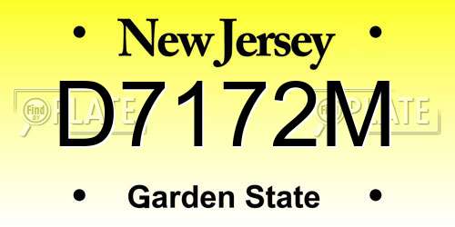 D7172M New Jersey License Plate