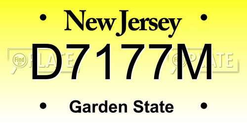 D7177M New Jersey License Plate