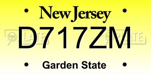 D717ZM New Jersey License Plate