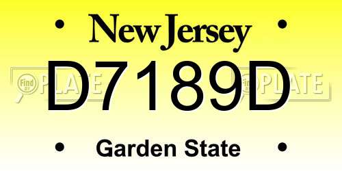 D7189D New Jersey License Plate