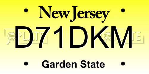 D71DKM New Jersey License Plate