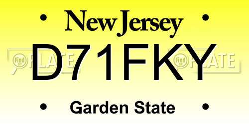D71FKY New Jersey License Plate