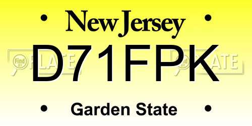 D71FPK New Jersey License Plate
