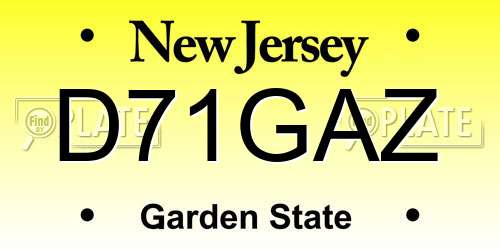 D71GAZ New Jersey License Plate