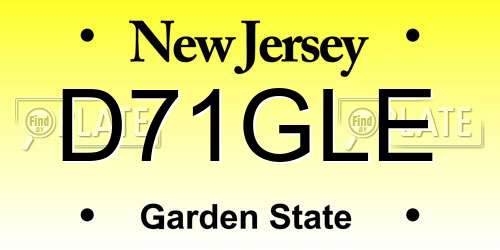 D71GLE New Jersey License Plate