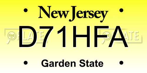 D71HFA New Jersey License Plate