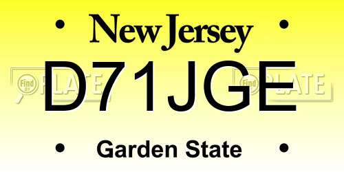 D71JGE New Jersey License Plate