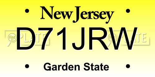 D71JRW New Jersey License Plate
