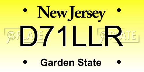 D71LLR New Jersey License Plate
