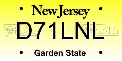 D71LNL New Jersey License Plate