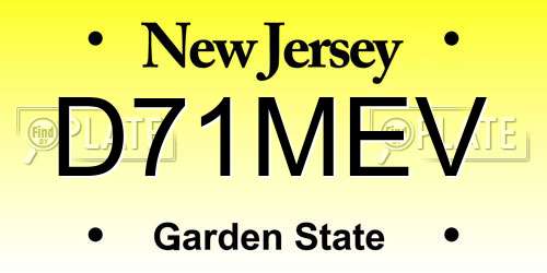 D71MEV New Jersey License Plate