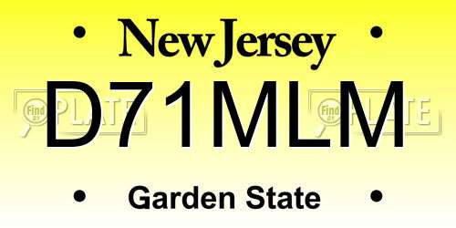 D71MLM New Jersey License Plate
