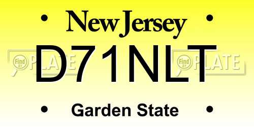 D71NLT New Jersey License Plate