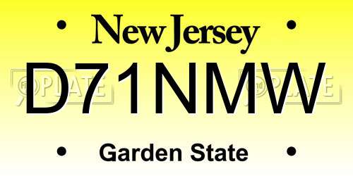 D71NMW New Jersey License Plate