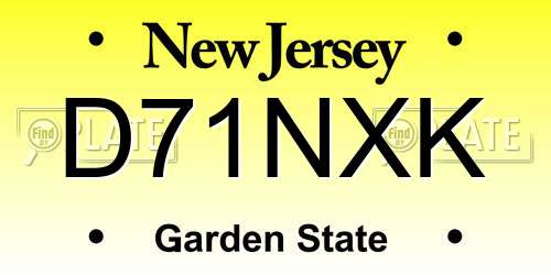 D71NXK New Jersey License Plate