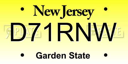 D71RNW New Jersey License Plate