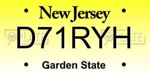 D71RYH New Jersey License Plate
