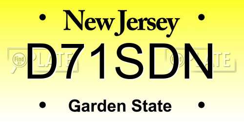 D71SDN New Jersey License Plate