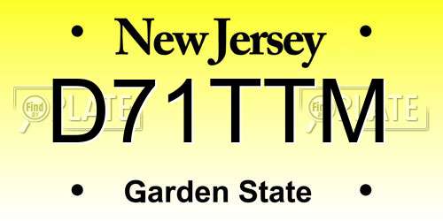 D71TTM New Jersey License Plate