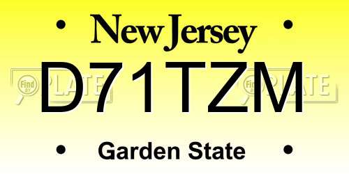 D71TZM New Jersey License Plate