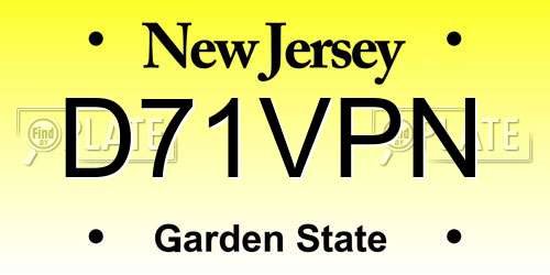 D71VPN New Jersey License Plate