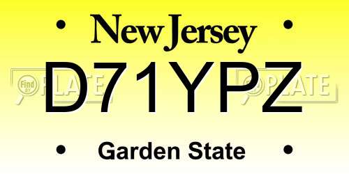D71YPZ New Jersey License Plate