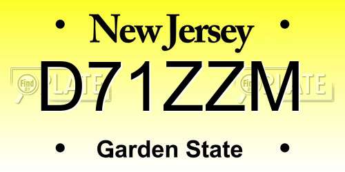 D71ZZM New Jersey License Plate