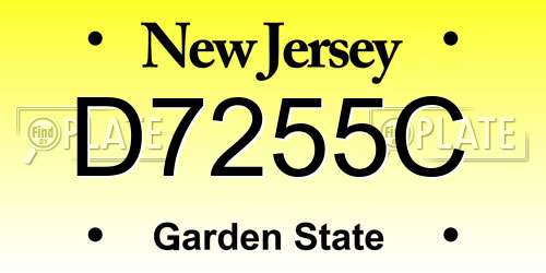D7255C New Jersey License Plate