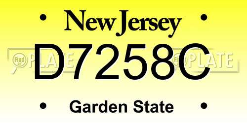 D7258C New Jersey License Plate