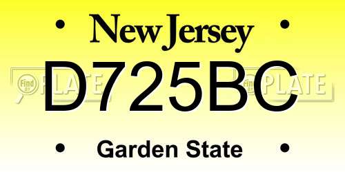 D725BC New Jersey License Plate