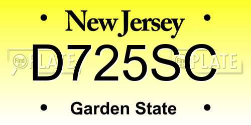 D725SC New Jersey License Plate