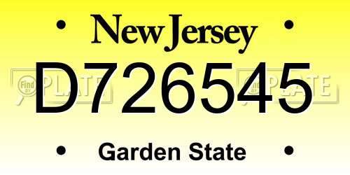 D726545 New Jersey License Plate
