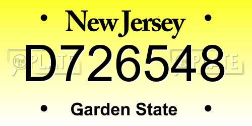 D726548 New Jersey License Plate