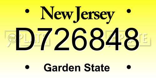D726848 New Jersey License Plate