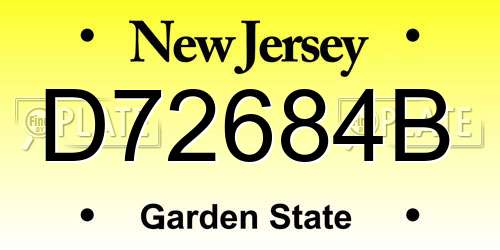 D72684B New Jersey License Plate