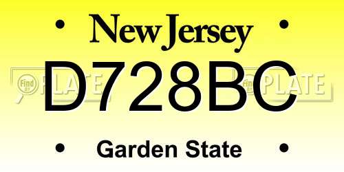 D728BC New Jersey License Plate
