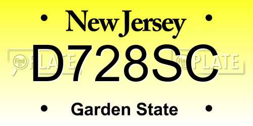 D728SC New Jersey License Plate