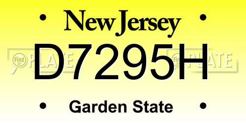 D7295H New Jersey License Plate