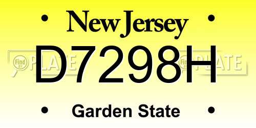 D7298H New Jersey License Plate