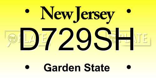 D729SH New Jersey License Plate