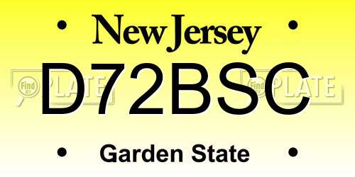 D72BSC New Jersey License Plate
