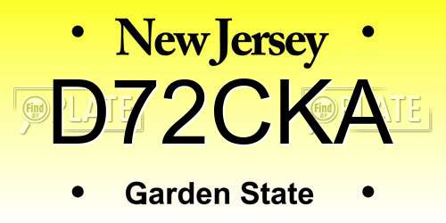 D72CKA New Jersey License Plate