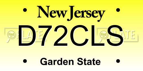 D72CLS New Jersey License Plate